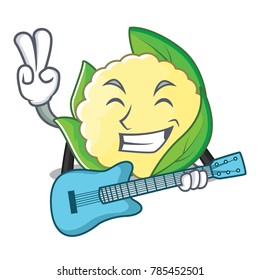 With Guitar Cauliflower Character Cartoon Style