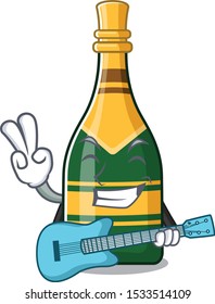 With guitar champagne bottle in the character fridge
