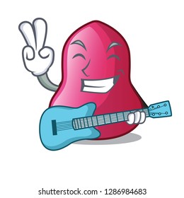 With guitar character sponge in the makeuop table