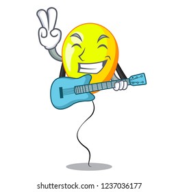 With guitar character yellow balloon ticket on holiday