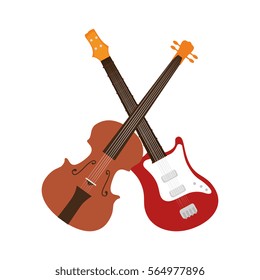 guitar and chello instrument isolated icon