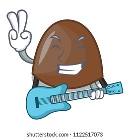 With guitar chocolate candies mascot cartoon