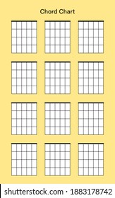 Guitar chord chart and tablature diagram set