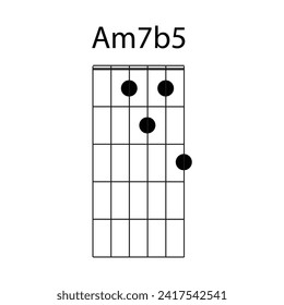 guitar chord icon Am7b5 vector illustration design