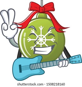 With guitar christmas ball green with mascot shape