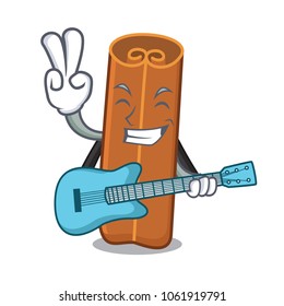 With guitar cinnamon mascot cartoon style