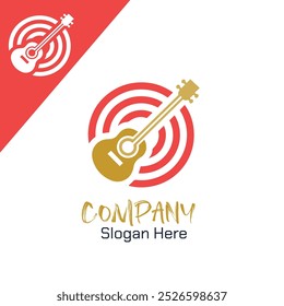 Gitarre im Kreis Zielsymbol Logo-Illustration Vektor