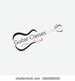 Guitar classes logo concept. Vector, illustration.