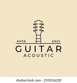 Guitar classic logo line art vector design template