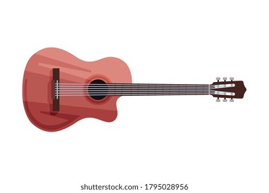 Guitar Classical Musical Instrument Flat Style Vector Illustration on White Background