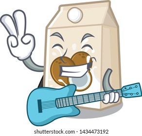 With guitar cococnut milk in the mascot shape