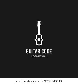 guitar code logo design on isolated background guitar with code logo icon template,