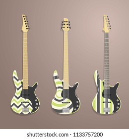 Guitar Collection Vector with Unique Color Pattern