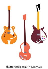 Guitar color icons. Electric guitars Vector illustration. 