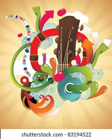 guitar color vector illustration