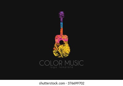 Guitar. Colorful logo. Rainbow guitar. music logo. Creative logo
