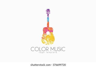 Guitar. Colorful logo. Rainbow guitar. music logo. Creative logo