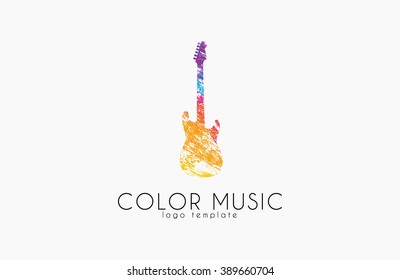 Guitar. Colorful logo. Rainbow guitar. music logo. Creative logo