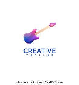 Guitar with colorful style design vector 