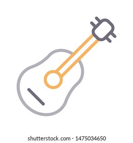 guitar colour line vector icon