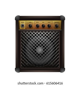 Guitar combo amplifier. Audio and sound device for rock music. Booster for musicians. vector illustration. Isolated white background