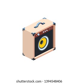 Guitar Combo. Vector 3d isometric color icon new flat style. Creative illustration, idea for infographics.