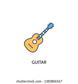 Guitar concept 2 colored line icon. Simple yellow and blue element illustration. Guitar concept outline symbol design