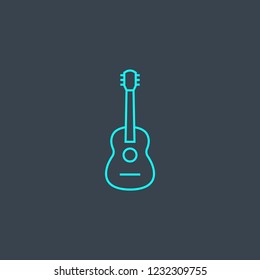 guitar concept blue line icon. Simple thin element on dark background. guitar concept outline symbol design from Music set. Can be used for web and mobile UI/UX