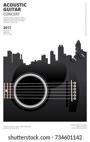 Guitar Concert Poster Background Template Vector Illustration