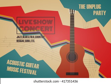 guitar contest poster, vintage and retro style
