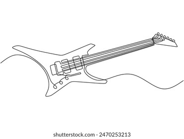 Guitar continuous line drawing. Music instrument concept. Vector illustration minimalist design hand drawn.