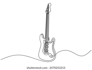 Guitar continuous line drawing. Music instrument concept. Vector illustration minimalist design hand drawn.