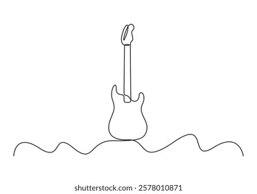 Guitar continuous one line drawing vector illustration