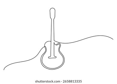  Guitar continuous one line drawing white background