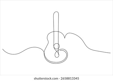  Guitar continuous one line drawing white background