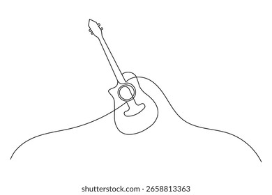  Guitar continuous one line drawing white background