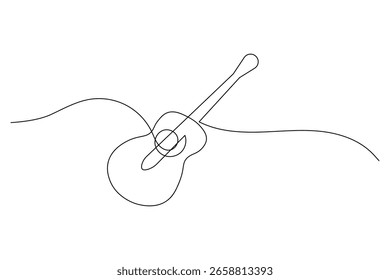  Gitarre durchgehende einzeilige Zeichnung weißer Hintergrund