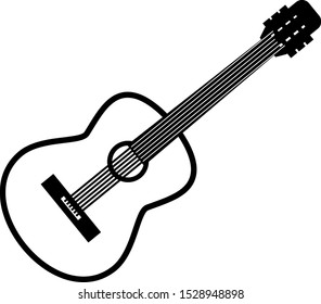 Guitar contour icon in black on a white background