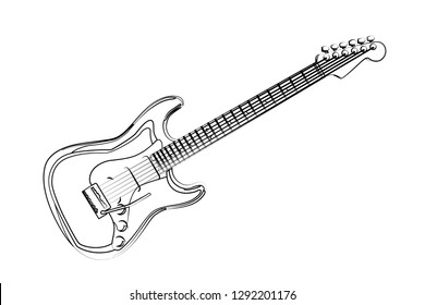 guitar contour vector illustration