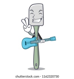 With guitar cooking tool silicone spatula mascot cartoon