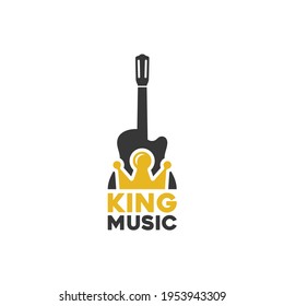 Guitar with crown royal music logo design inspiration