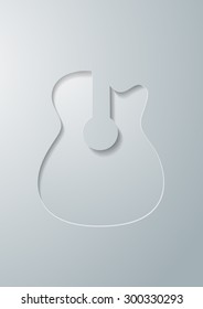 Guitar Cut in White Paper, Vector Illustration