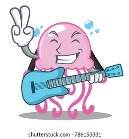 With guitar cute jellyfish character cartoon