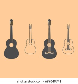 Guitar dark grey set icon .