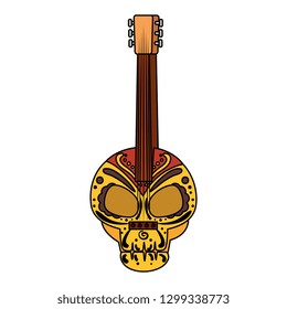 guitar with death day mask painted