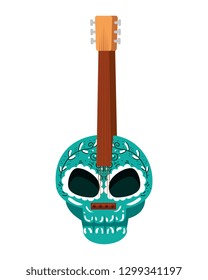 guitar with death day mask painted