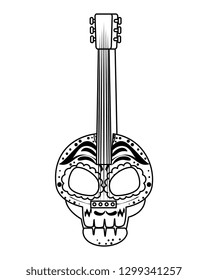 guitar with death day mask painted
