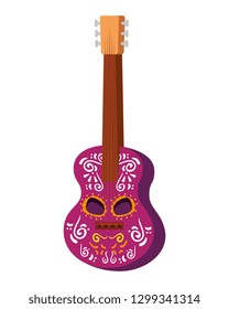 guitar with death day mask painted