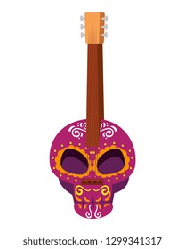 guitar with death day mask painted