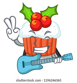 With guitar decorated christmas cupcakes cartoon for party
